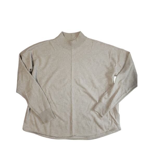 Madewell Mock Neck Sweater Tan Merino Wool/Alpaca Blend Pull Over Women's Size M - Picture 1 of 7